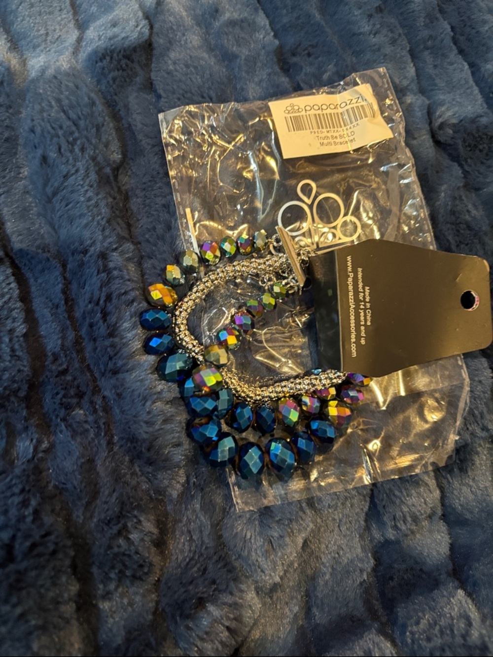 paparazzi Blue and Multicolor Faceted Crystal Bracelet